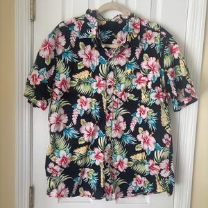 Floral Hawaiian Men's Shirt - Black